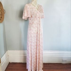 70s pink floral dress